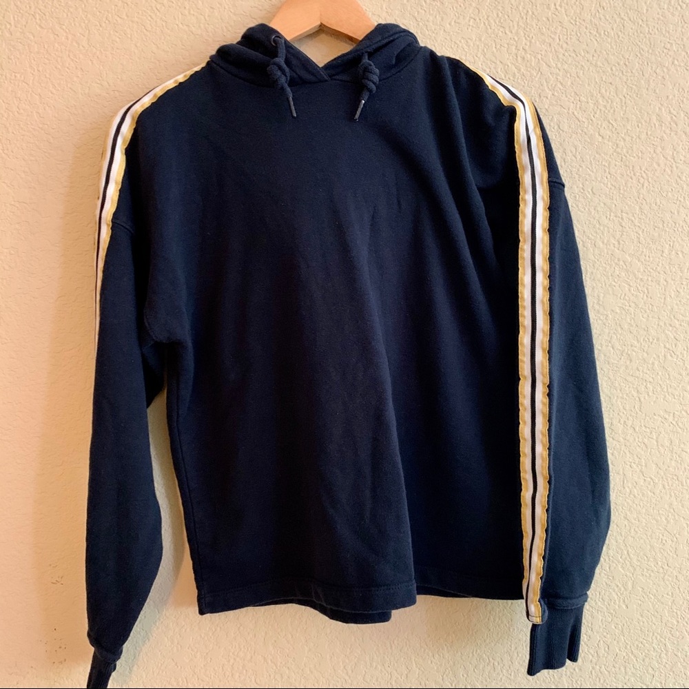 Pull&bear black yellow stripe hoodie